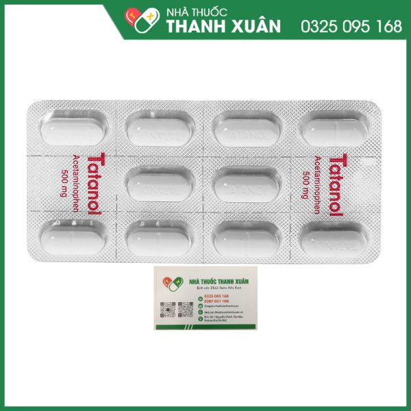 Tatanol 500 giảm đau, hạ sốt (10 vỉ x 10 viên)